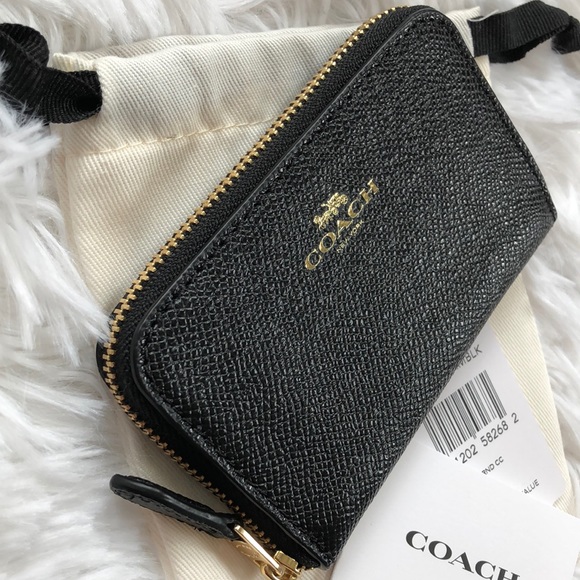 Coach Handbags - Coach Leather Zip Coin Case in Black